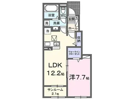 グランブルー D(1LDK/1階)の間取り写真