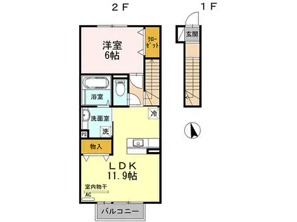 アビテプレミール(1LDK/2階)の間取り写真