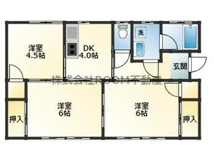JR日豊本線 五十市駅 徒歩20分 1階建 築31年(3K)の間取り写真