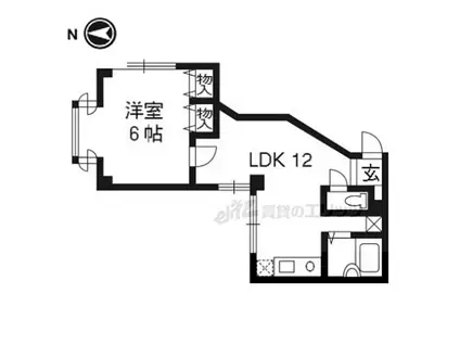 京阪本線 三条駅(京都) 徒歩7分 6階建 築35年(1LDK/3階)の間取り写真