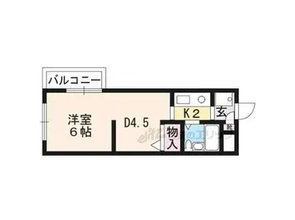 京福電気鉄道北野線 北野白梅町駅 徒歩4分 4階建 築37年(1DK/3階)の間取り写真