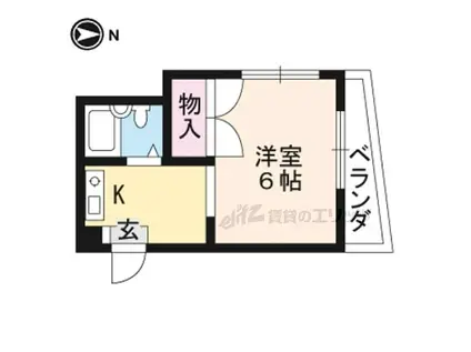 京都地下鉄東西線 御陵駅 徒歩15分 4階建 築35年(1K/3階)の間取り写真