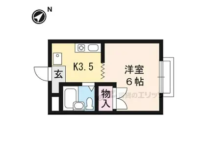 サテンドール草津(1K/2階)の間取り写真