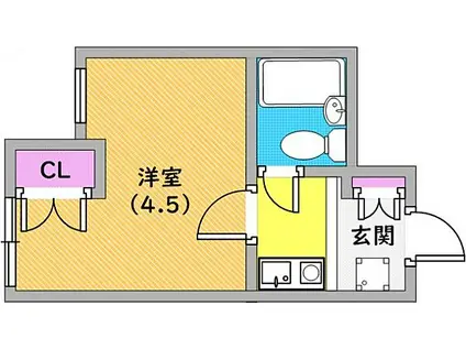 フルール板宿(1K/1階)の間取り写真