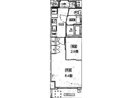 名古屋市営東山線 池下駅 徒歩2分 8階建 築15年(1LDK/3階)の間取り写真