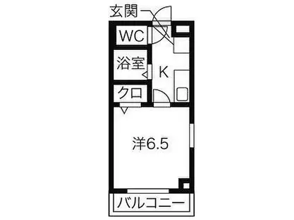 名古屋市営名城線 本山駅(愛知) 徒歩5分 3階建 築29年(1K/3階)の間取り写真