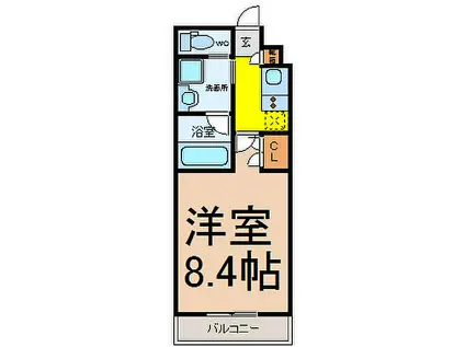 名古屋市営東山線 藤が丘駅(愛知) 徒歩5分 5階建 築15年(1K/3階)の間取り写真