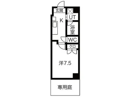 名古屋市営東山線 本山駅(愛知) 徒歩5分 5階建 築11年(1K/1階)の間取り写真