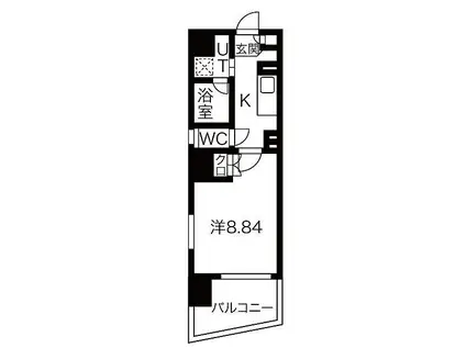 名古屋市営東山線 東山公園駅(愛知) 徒歩4分 8階建 築9年(1K/4階)の間取り写真