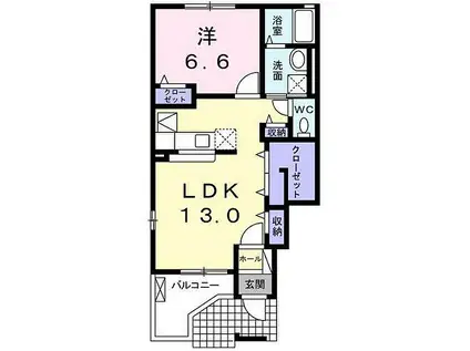 カレントハウスプリムラ(1LDK/1階)の間取り写真