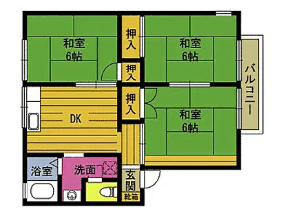 セジュール川崎(3DK/2階)の間取り写真