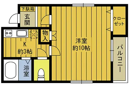 R12番館(1K/1階)の間取り写真