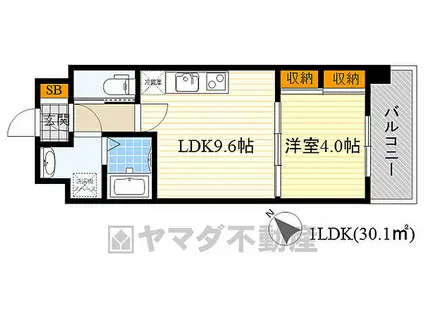レジディア千里藤白台(1LDK/1階)の間取り写真