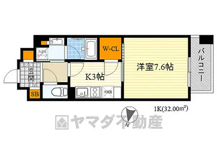 アビティ江坂(1K/13階)の間取り写真