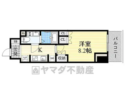 コンフォリア江坂(1K/12階)の間取り写真