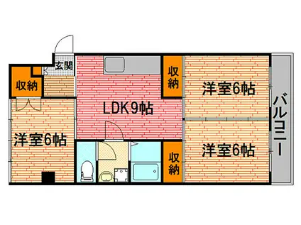 御堂コータス(3LDK/4階)の間取り写真