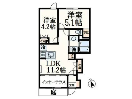 ノッテ・ステラータ(2LDK/1階)の間取り写真