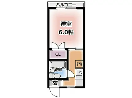 京阪本線 香里園駅 徒歩8分 2階建 築39年(1K/2階)の間取り写真