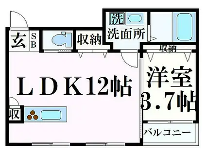 コティ姫路北条(1LDK/1階)の間取り写真