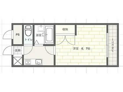 ジュネス城北新町III(1K/2階)の間取り写真