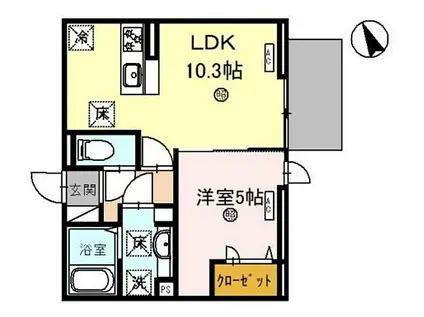 DS駅南大路(1LDK/1階)の間取り写真