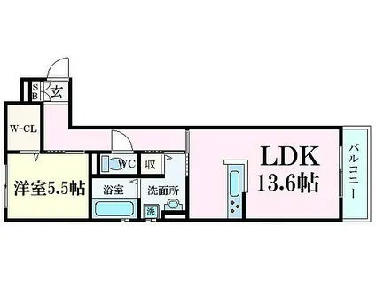 おたふく荘(1LDK/3階)の間取り写真