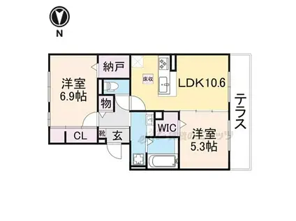 D-ROOM嵯峨嵐山(2LDK/1階)の間取り写真