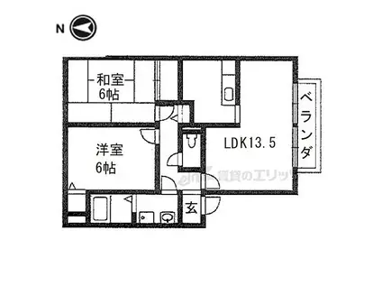 アルデア岸ノ上 ノルテ(2LDK/2階)の間取り写真