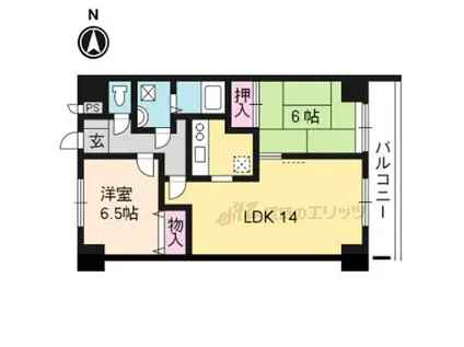 京都地下鉄東西線 太秦天神川駅 徒歩19分 7階建 築34年(2LDK/4階)の間取り写真