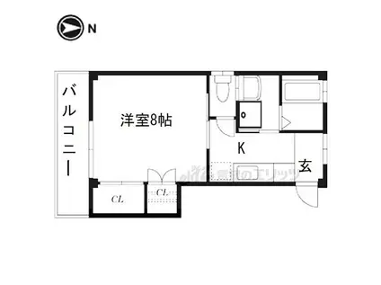 ハイムKUSAKI(1K/3階)の間取り写真