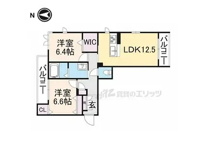 JR北陸本線 長浜駅 徒歩19分 3階建 築8年(2LDK/3階)の間取り写真