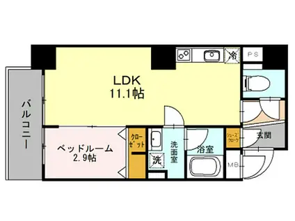 大阪メトロ御堂筋線 本町駅 徒歩5分 15階建 築5年(1LDK/15階)の間取り写真