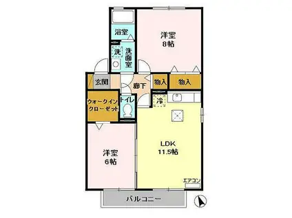 ウィルスクエアC(2LDK/1階)の間取り写真