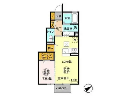 フォレストメゾン深芝(1LDK/1階)の間取り写真