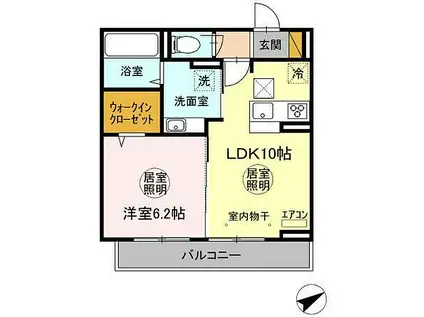 INFINITO A(1LDK/1階)の間取り写真