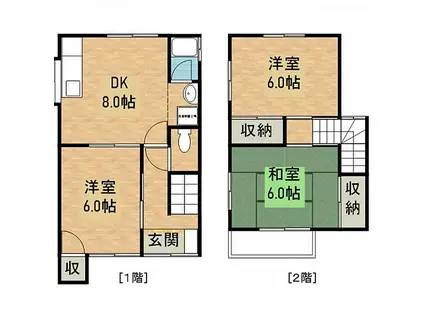 JR呉線 海田市駅 徒歩13分 2階建 築41年(3DK)の間取り写真