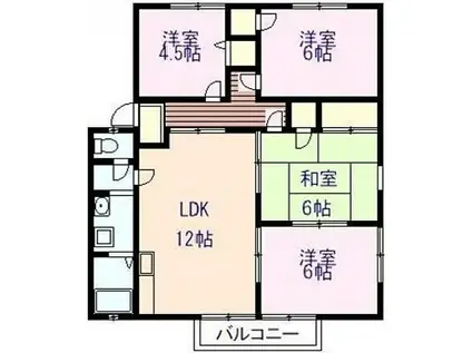 JR芸備線 戸坂駅 徒歩3分 2階建 築36年(4LDK/1階)の間取り写真