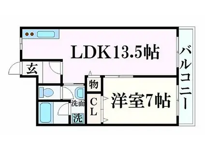 JR山陽本線 姫路駅 徒歩3分 10階建 築45年(1LDK/8階)の間取り写真