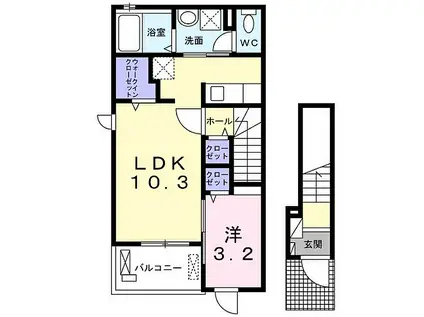 JR山陽本線 姫路駅 徒歩28分 2階建 新築(1LDK/2階)の間取り写真