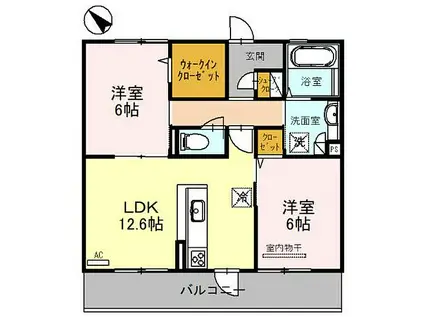 ガトーナ浜寺(2LDK/2階)の間取り写真