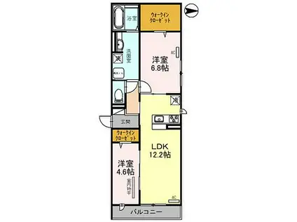 ラ・ベル・メール鳳(2LDK/2階)の間取り写真