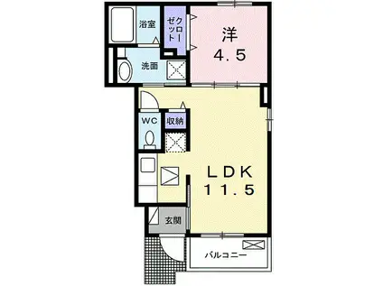 プロムナード箕形(1LDK/1階)の間取り写真