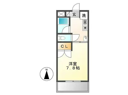 JR山陽本線 倉敷駅 徒歩2分 3階建 築28年(1K/3階)の間取り写真