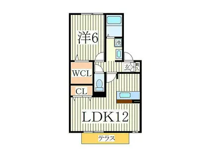 クレエB(1LDK/1階)の間取り写真