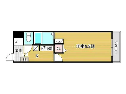 サンクリエート草津(1K/6階)の間取り写真