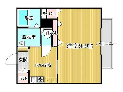 JR東海道・山陽本線 草津駅(滋賀) 徒歩15分 2階建 築22年(1K/2階)の間取り写真
