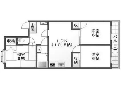 リバティセキ(3LDK/3階)の間取り写真