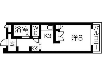 ビーバ江坂(ワンルーム/6階)の間取り写真
