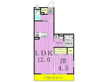 リュイールII(1LDK/2階)の間取り写真