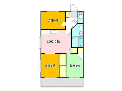 屋戸ハイツ(3LDK/2階)の間取り写真